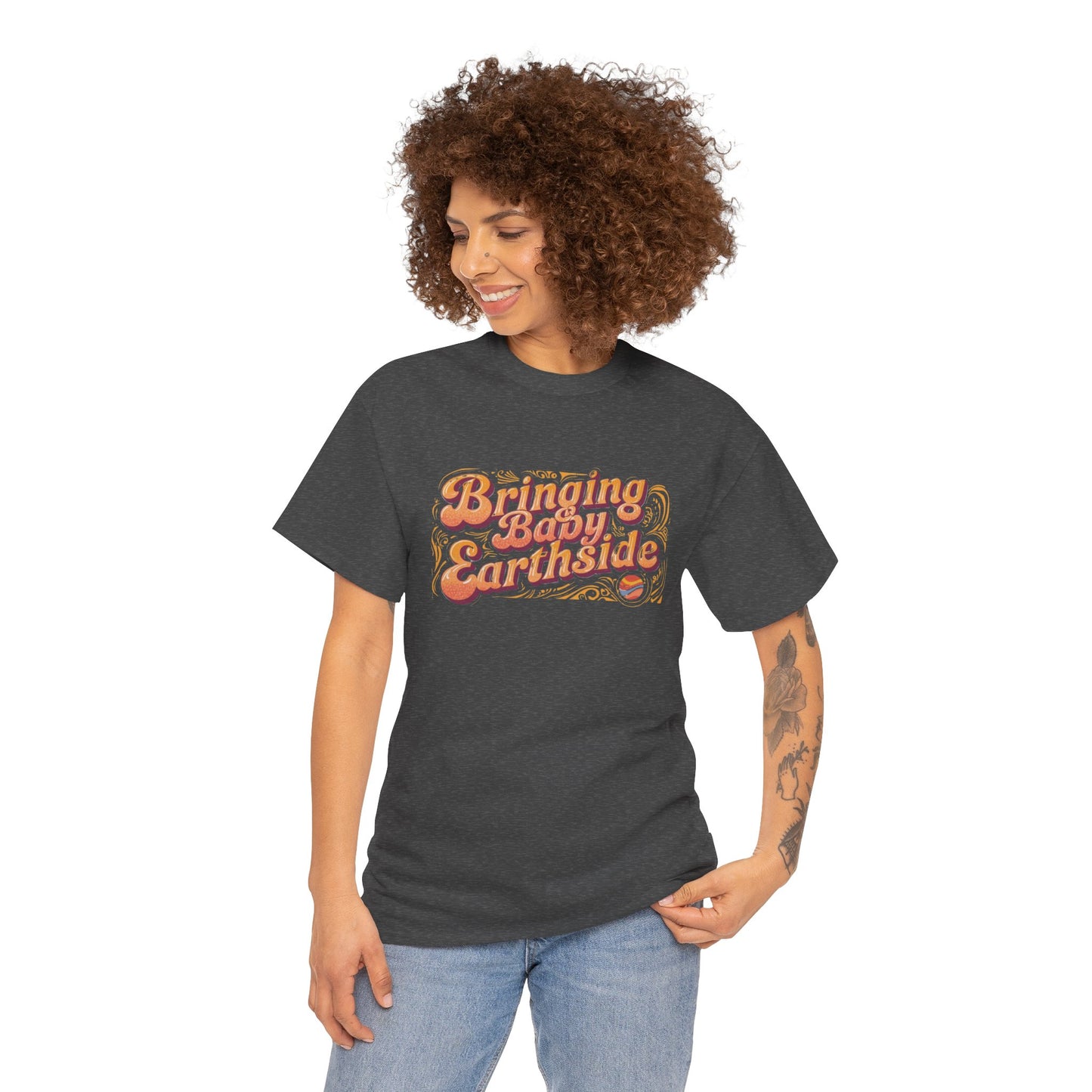 Bringing Baby Earthside Unisex Heavy Cotton Tee