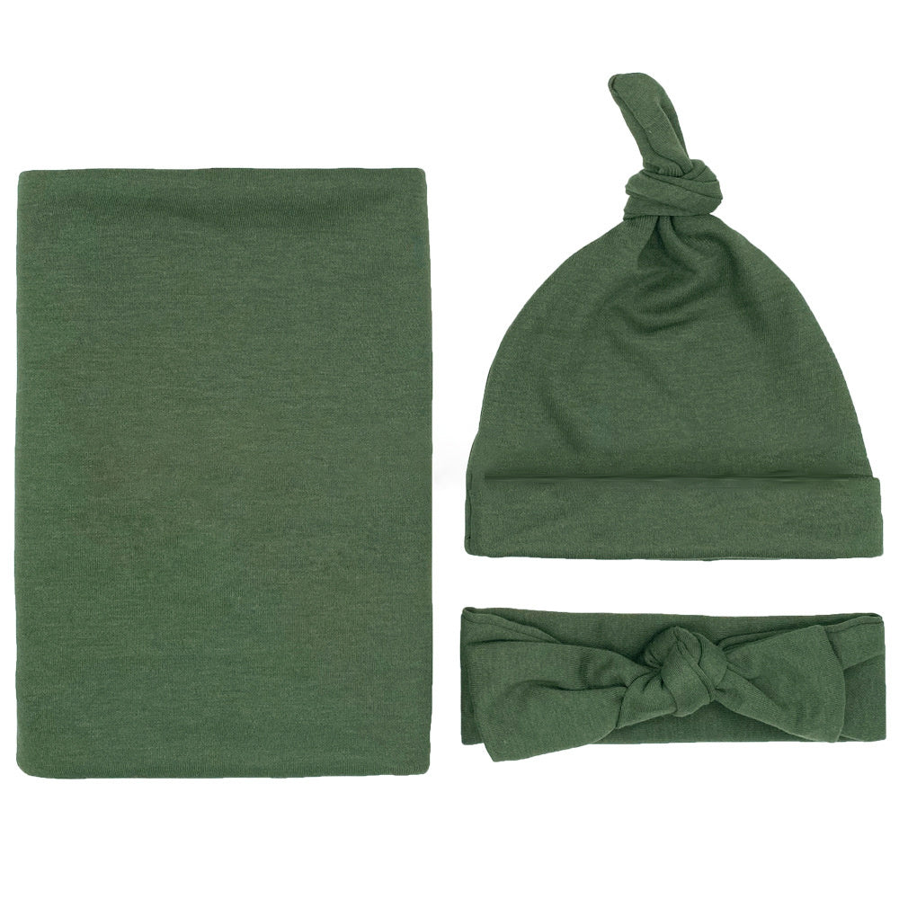 Cotton Baby's First Blanket, Headband, and Hat set