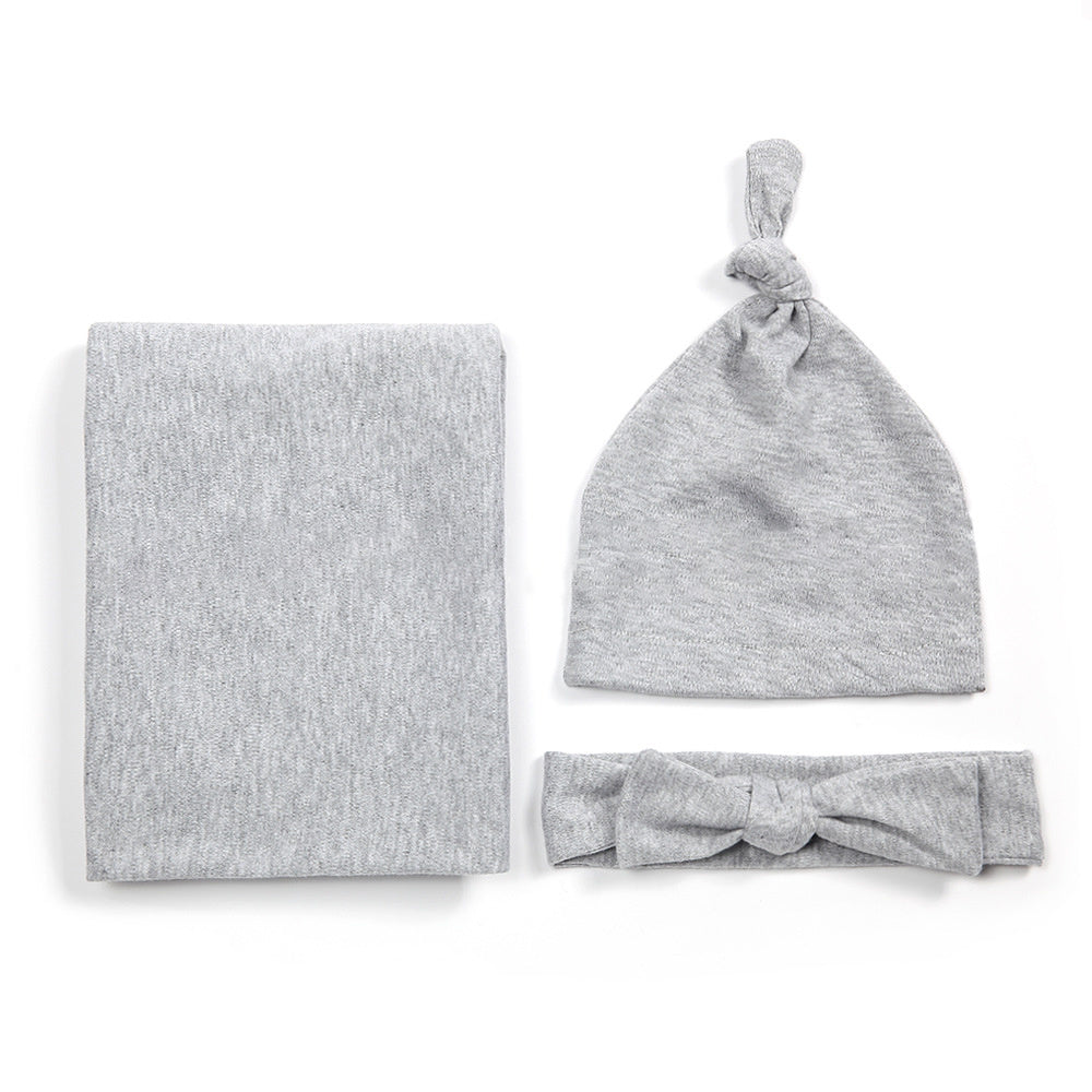 Cotton Baby's First Blanket, Headband, and Hat set
