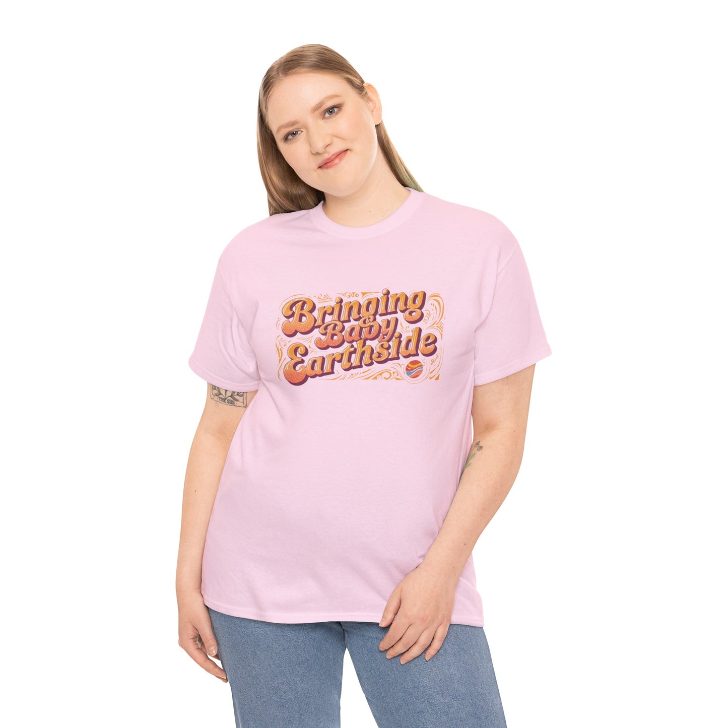 Bringing Baby Earthside Unisex Heavy Cotton Tee