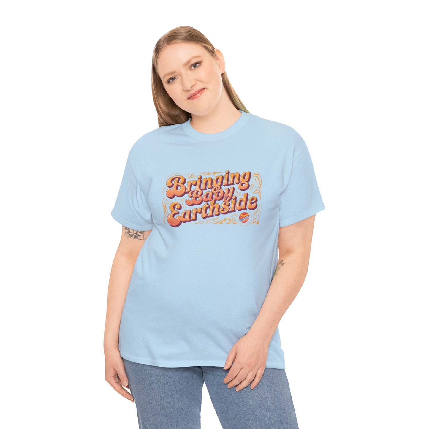 Bringing Baby Earthside Unisex Heavy Cotton Tee