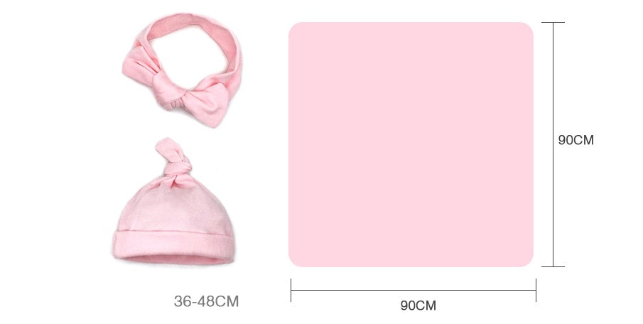 Cotton Baby's First Blanket, Headband, and Hat set