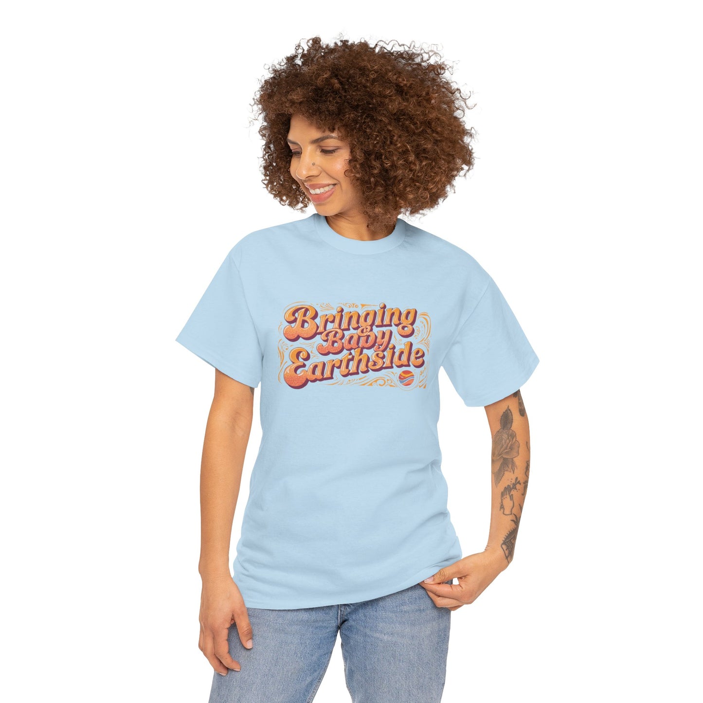 Bringing Baby Earthside Unisex Heavy Cotton Tee