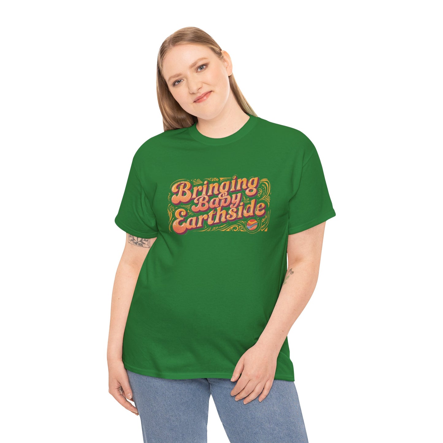Bringing Baby Earthside Unisex Heavy Cotton Tee
