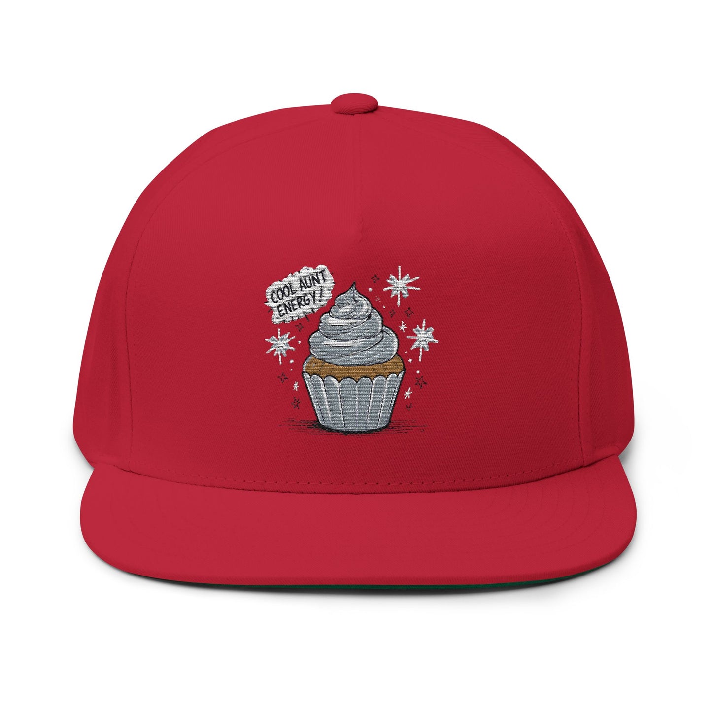 Cool Aunt Cupcake Embroidered Flat Bill Cap