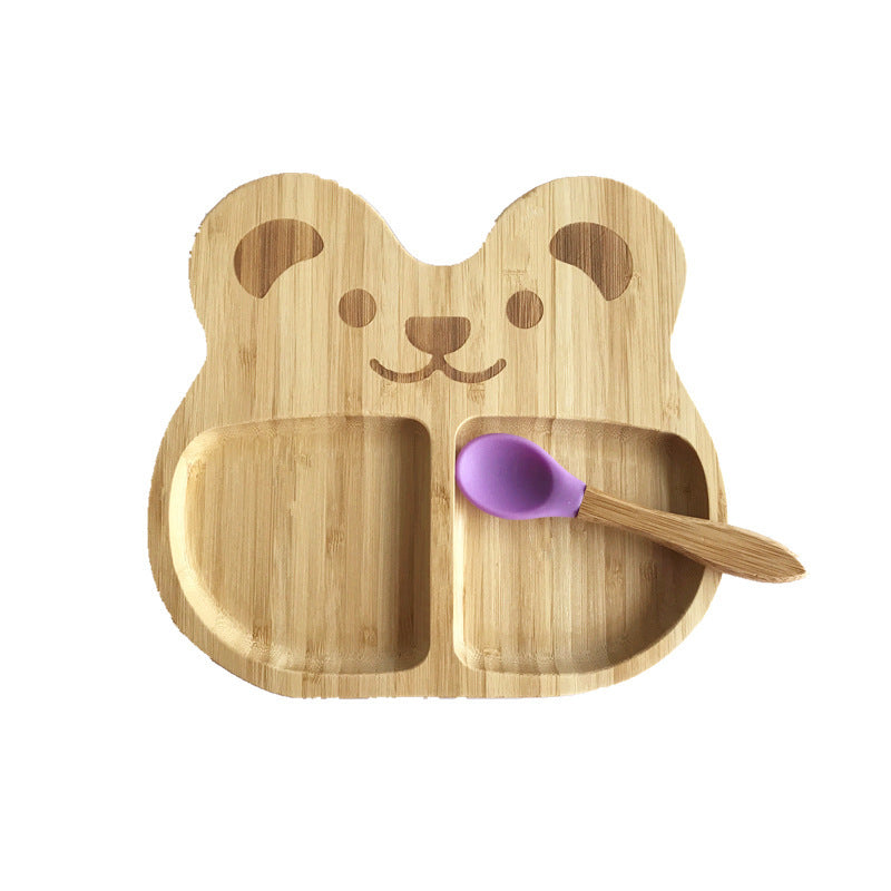 Baby Suction Bamboo Bowl with Silicone Spoon Set