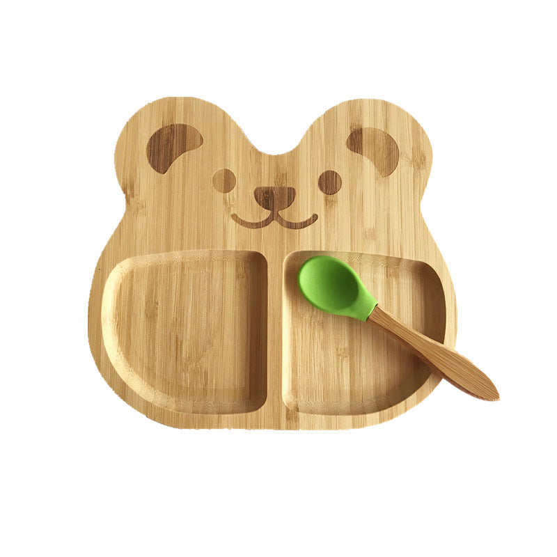 Baby Suction Bamboo Bowl with Silicone Spoon Set