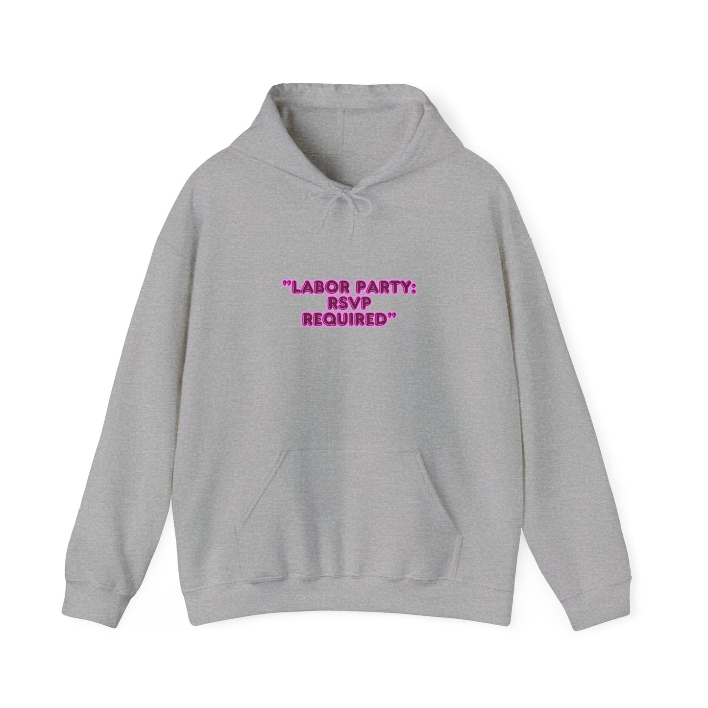 Labor Party Hoodie – RSVP Required, Cozy Maternity Sweatshirt