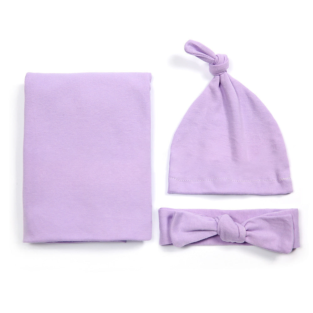 Cotton Baby's First Blanket, Headband, and Hat set