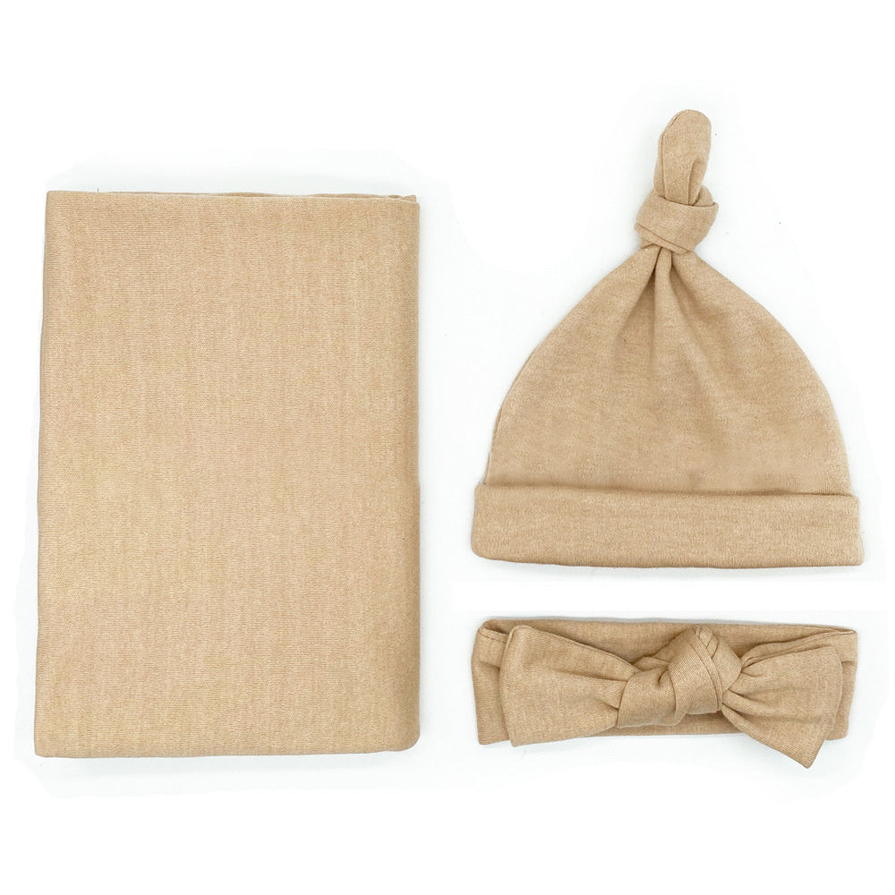 Cotton Baby's First Blanket, Headband, and Hat set