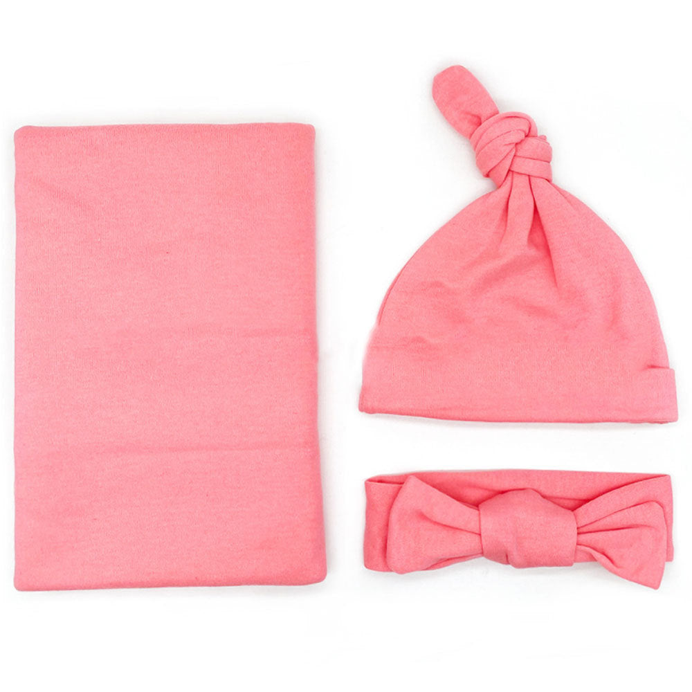 Cotton Baby's First Blanket, Headband, and Hat set