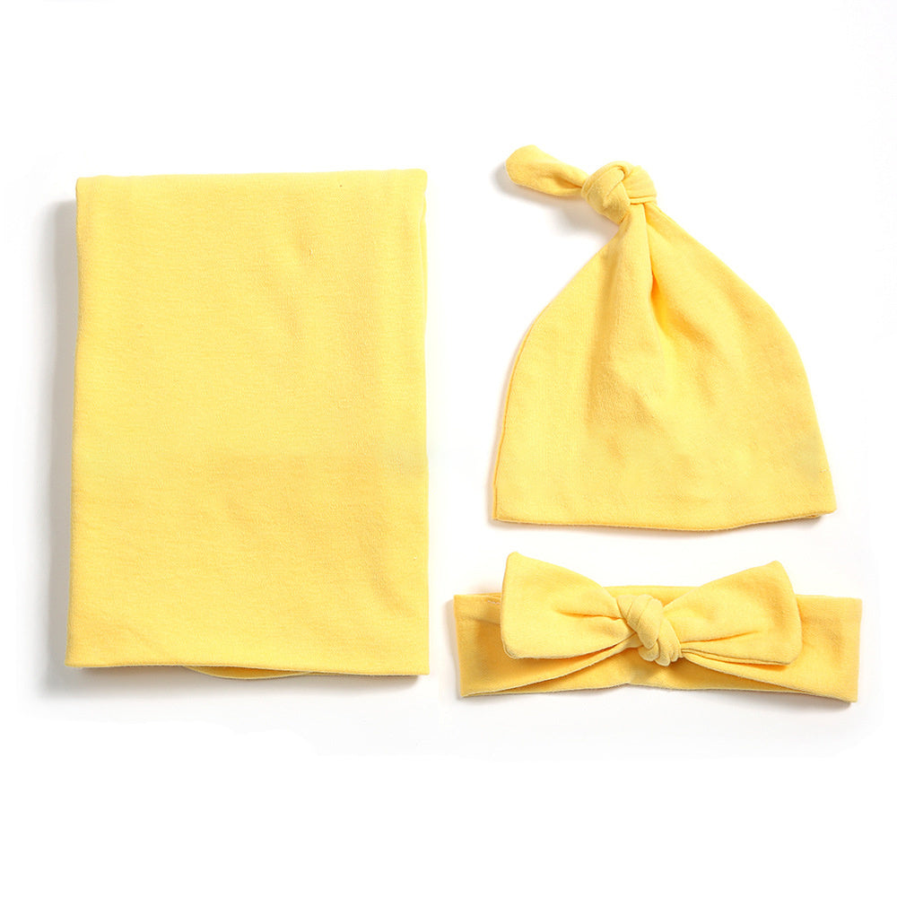 Cotton Baby's First Blanket, Headband, and Hat set