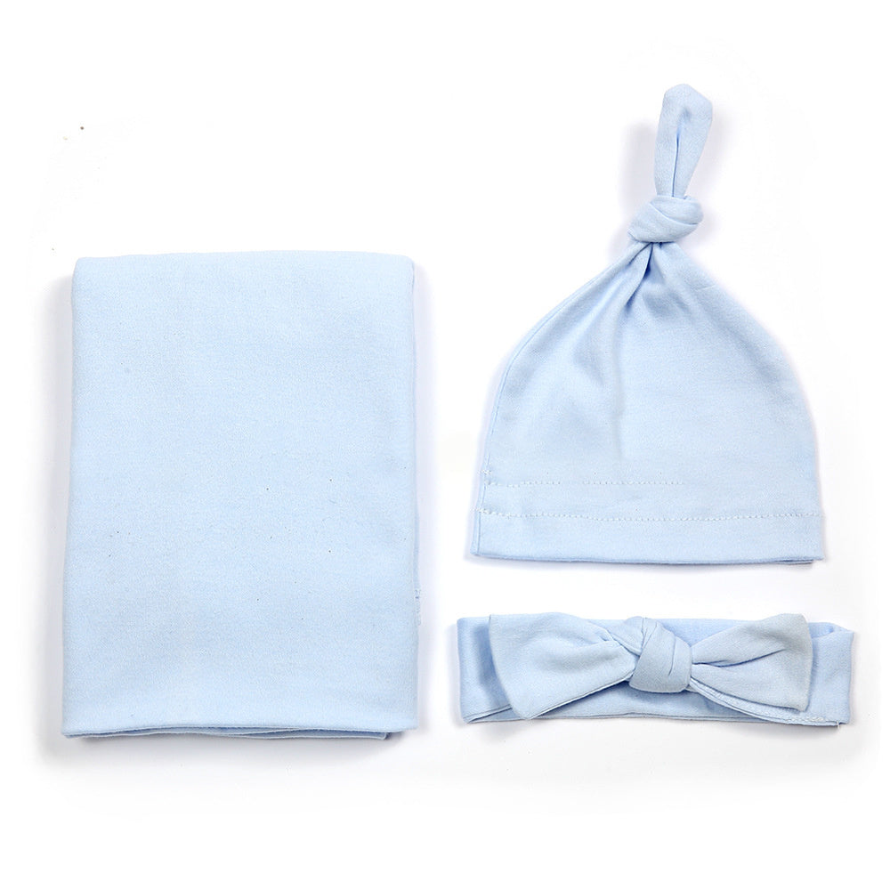 Cotton Baby's First Blanket, Headband, and Hat set