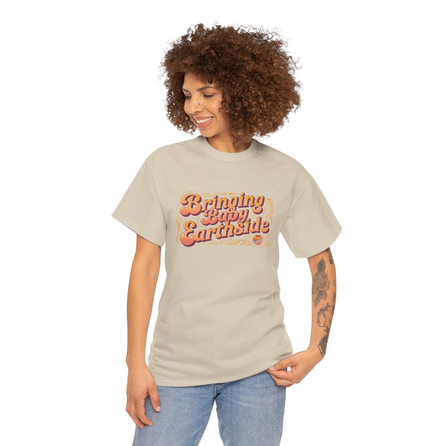 Bringing Baby Earthside Unisex Heavy Cotton Tee