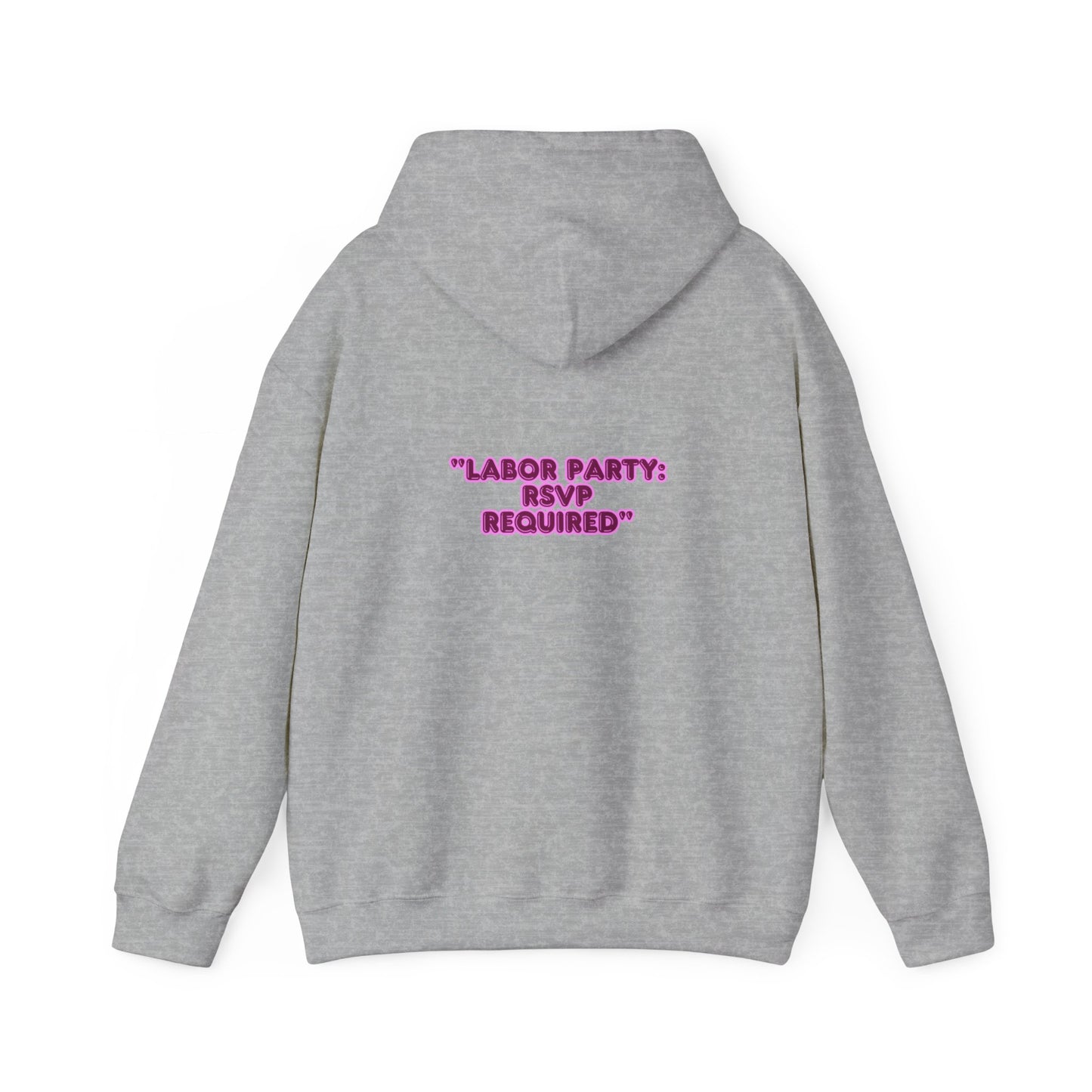 Labor Party Hoodie – RSVP Required, Cozy Maternity Sweatshirt