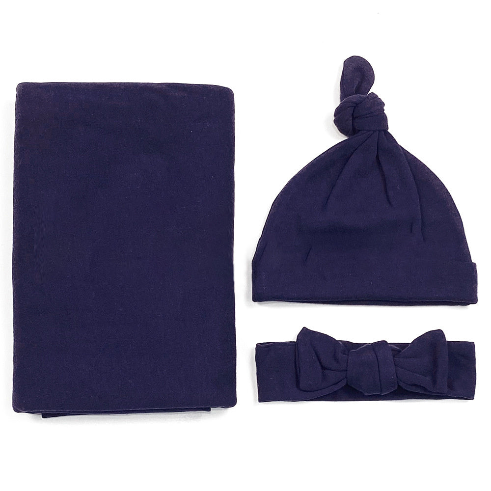 Cotton Baby's First Blanket, Headband, and Hat set