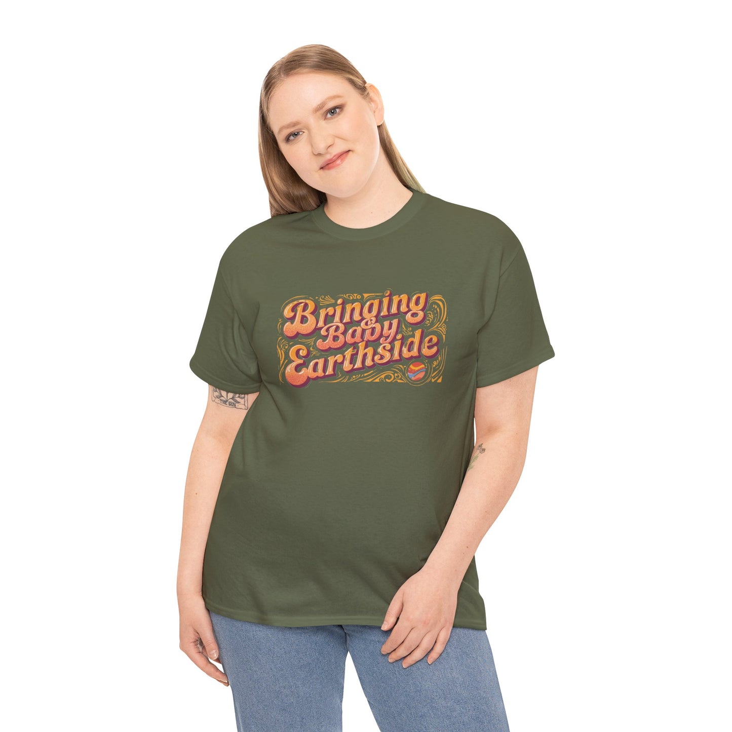 Bringing Baby Earthside Unisex Heavy Cotton Tee
