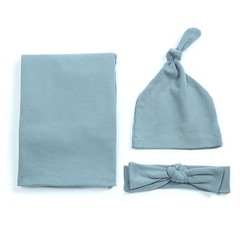 Cotton Baby's First Blanket, Headband, and Hat set