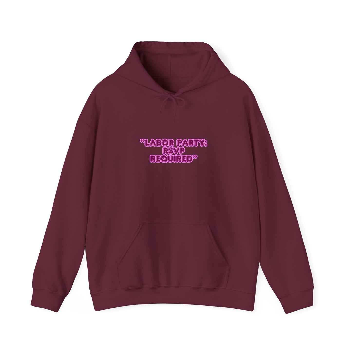 Labor Party Hoodie – RSVP Required, Cozy Maternity Sweatshirt