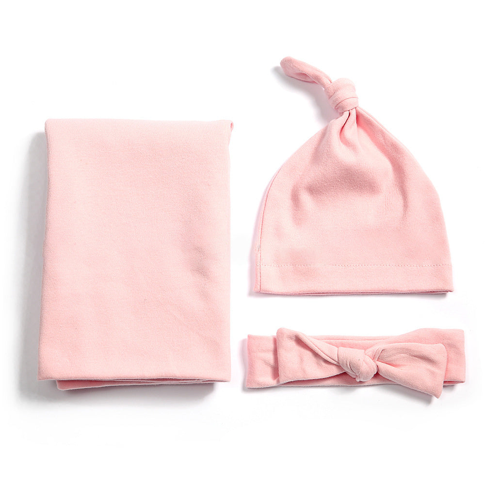 Cotton Baby's First Blanket, Headband, and Hat set