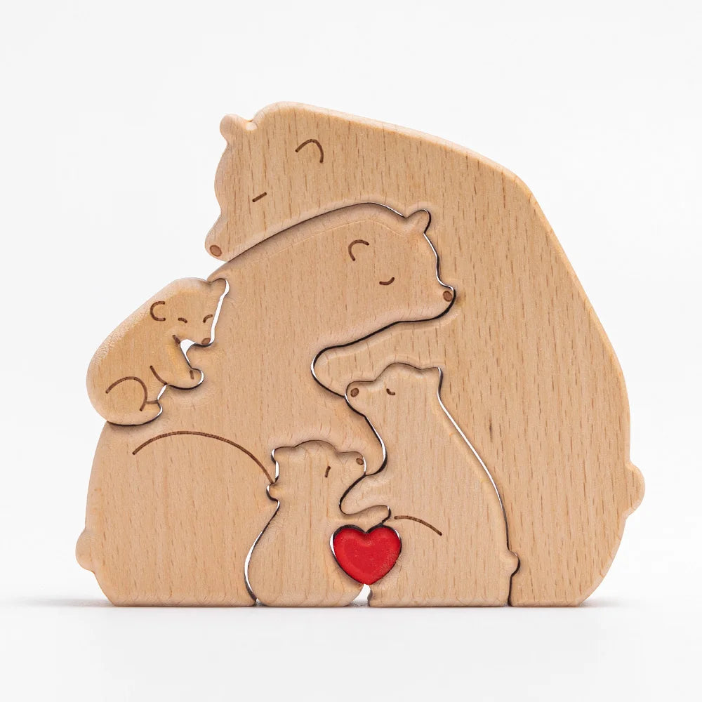 Personalised Bear Hug Family Wood Carving
