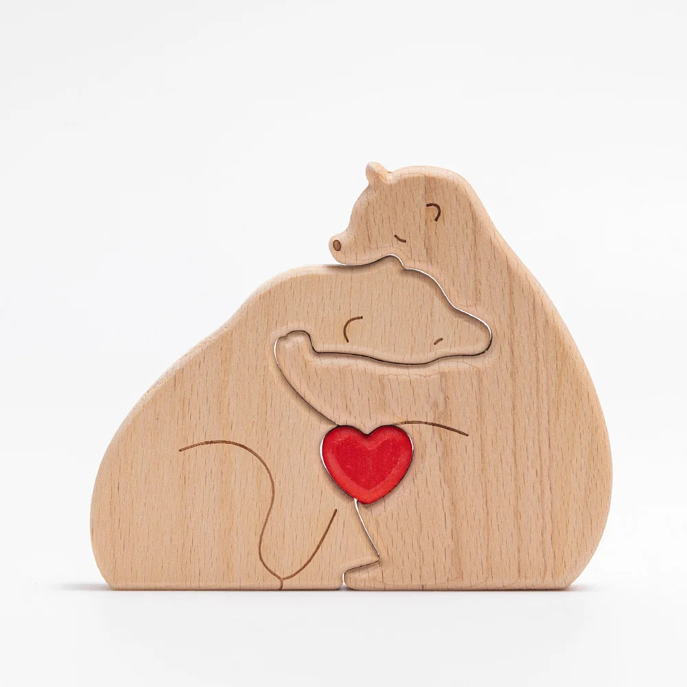 Personalised Bear Hug Family Wood Carving