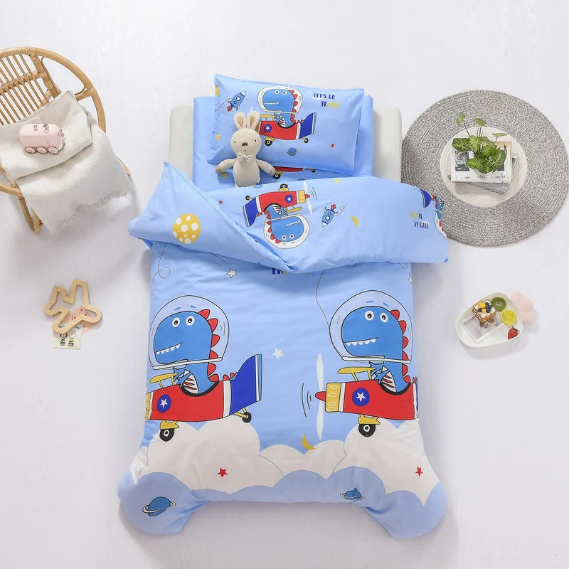 3Pcs Cartoon Cotton Crib Linen
