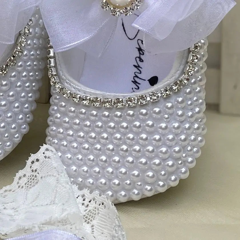Handmade Pearls Baby Shoes