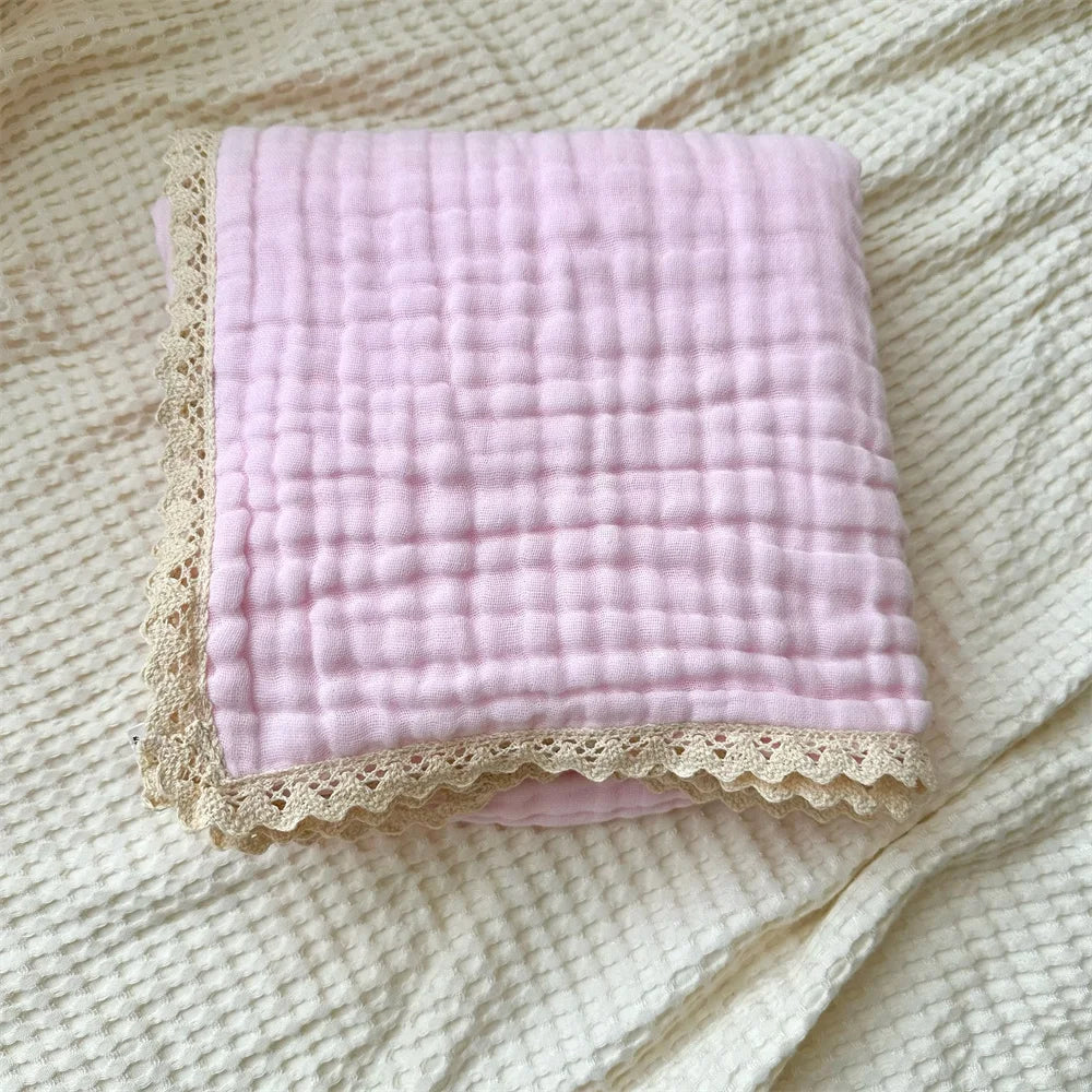 Organic Cotton 6 Layers Muslin Lace Baby Blanket