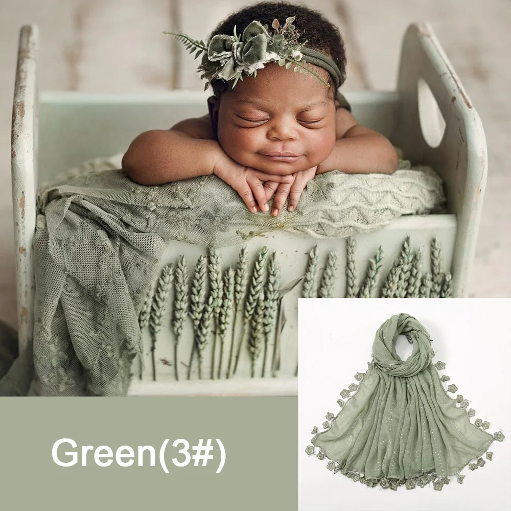 Newborn Photography Soft Cotton Lace Blanket
