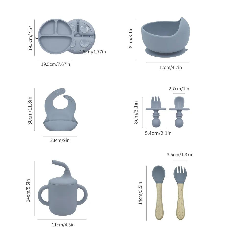 8pcs silicone baby feeding set