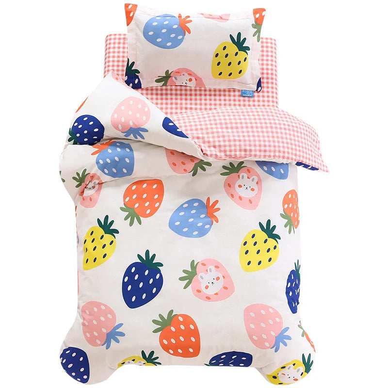 3Pcs Cartoon Cotton Crib Linen