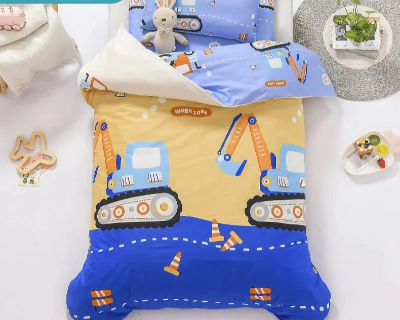 3Pcs Cartoon Cotton Crib Linen