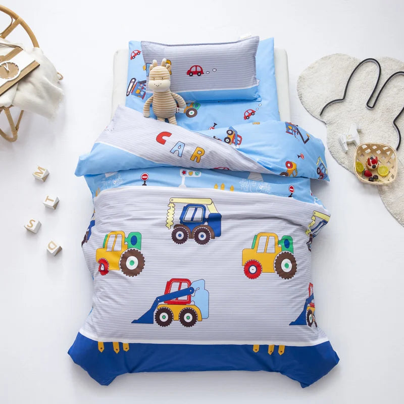 3Pcs Cartoon Cotton Crib Linen