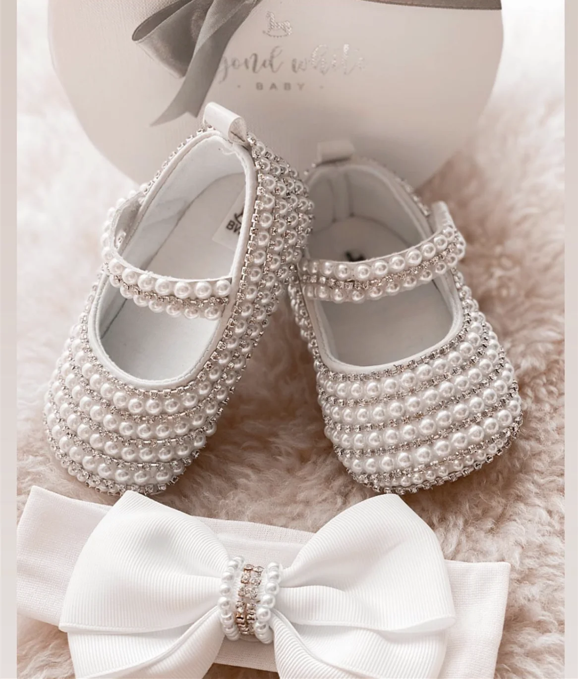 Handmade Pearls Baby Shoes
