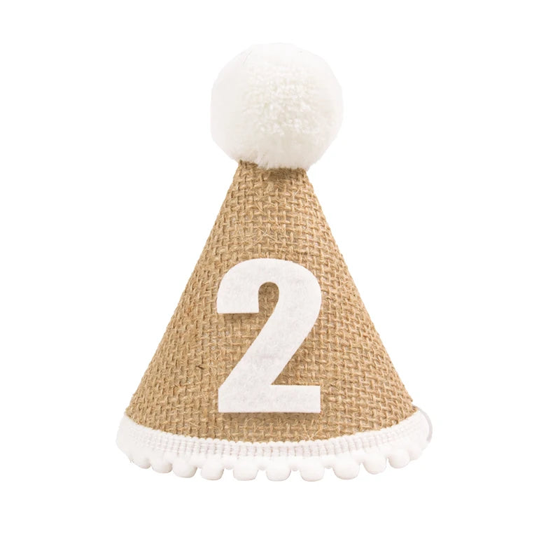 Burlap Baby 1st Birthday Hat