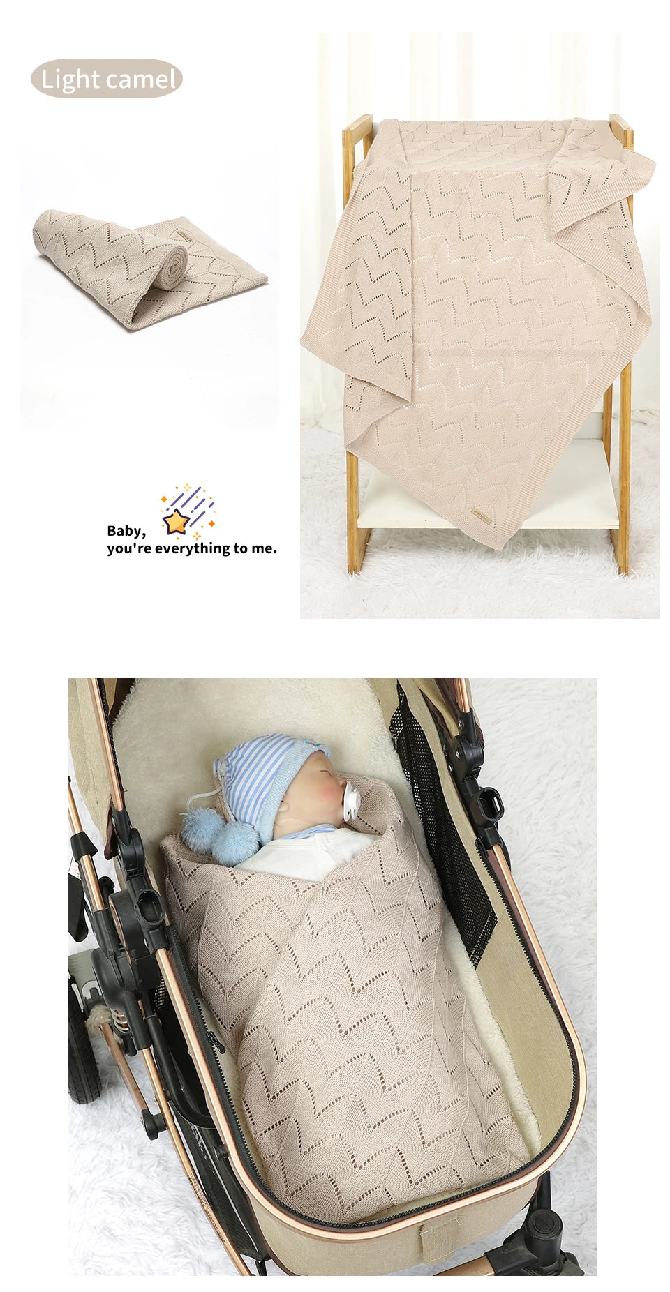 Biki Cotton Knitted Swaddle Wrap Blanket