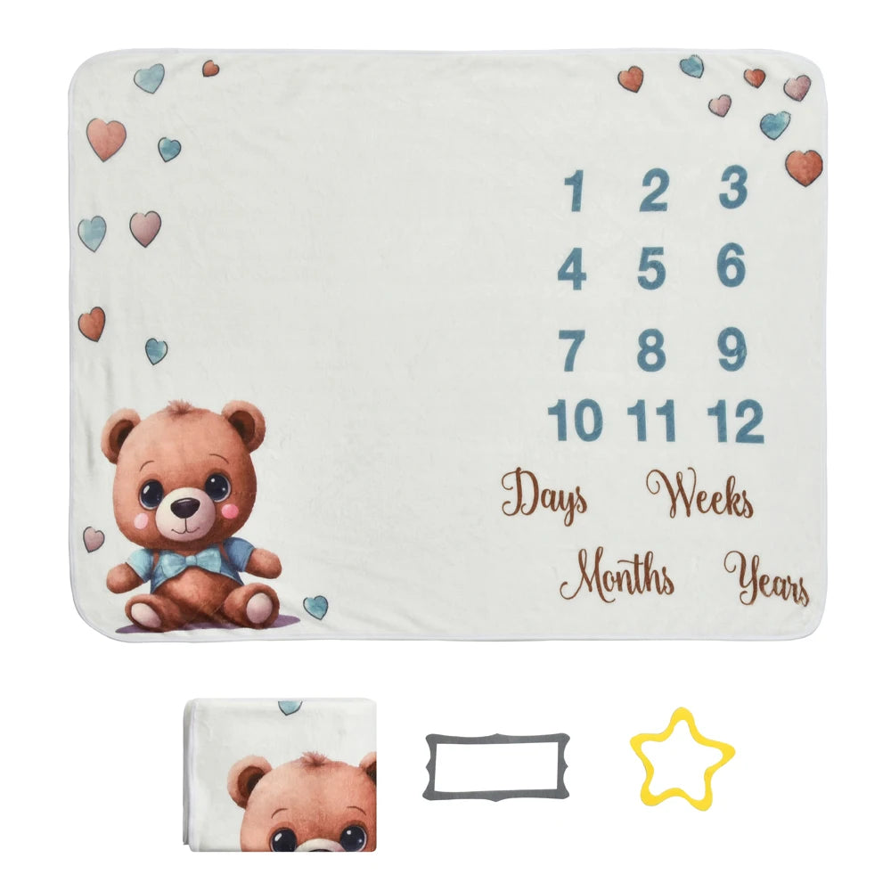 Baby milestone Flannel photography prop blanket