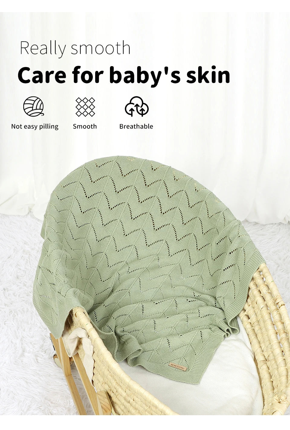 Biki Cotton Knitted Swaddle Wrap Blanket