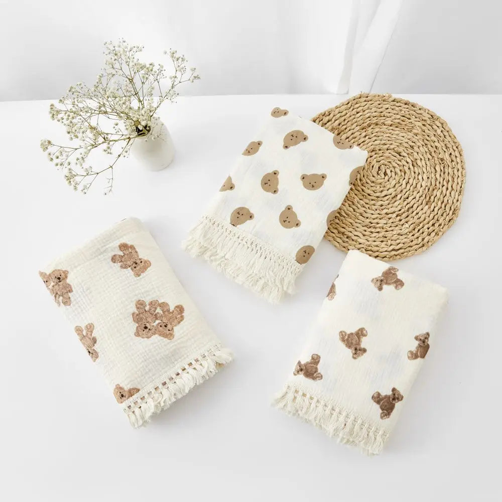 Fringe Double Layer Cotton Baby Blanket