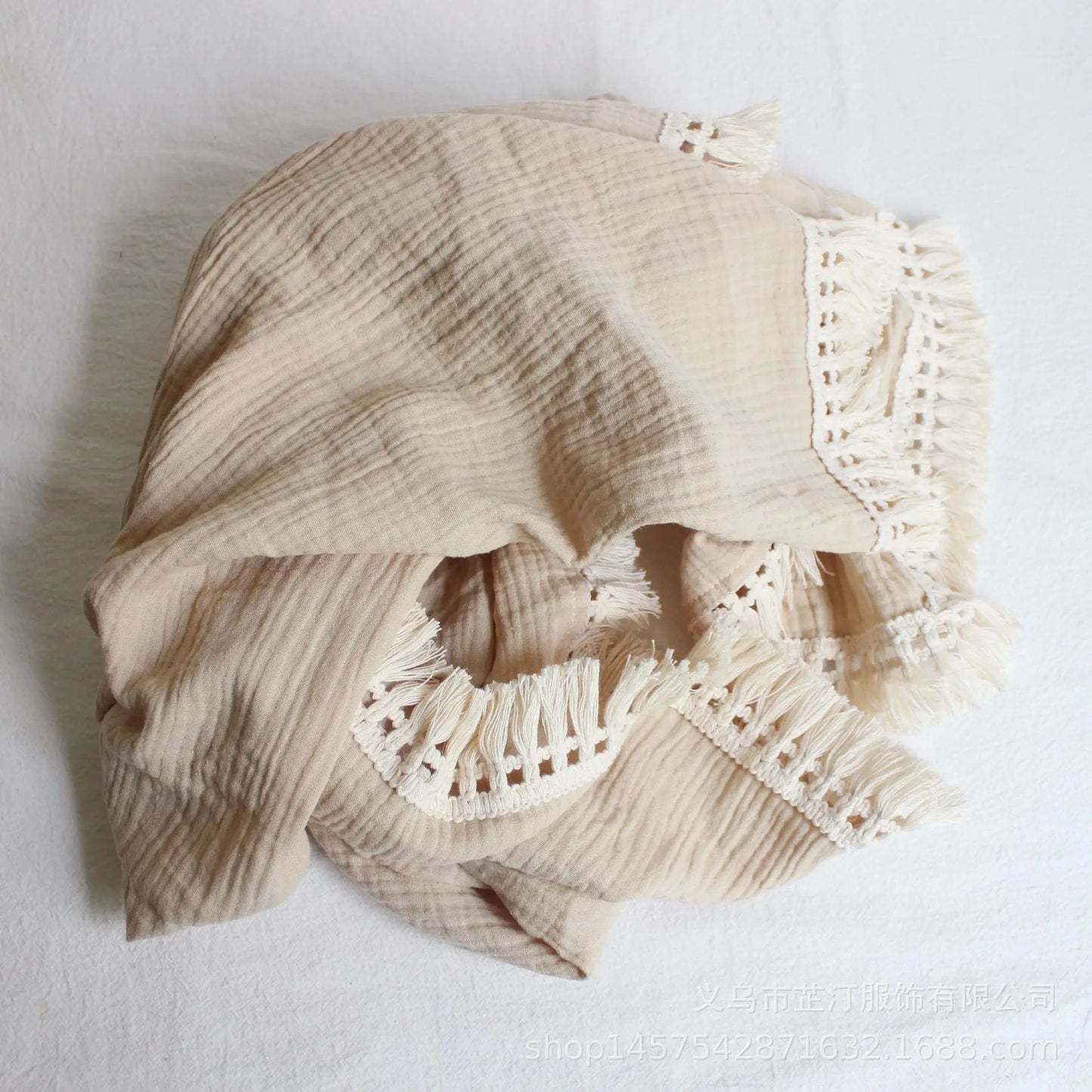 Fringe Double Layer Cotton Baby Blanket