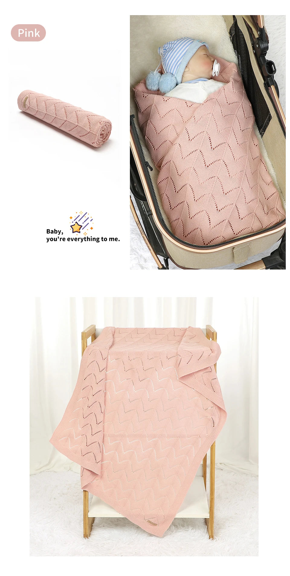 Biki Cotton Knitted Swaddle Wrap Blanket