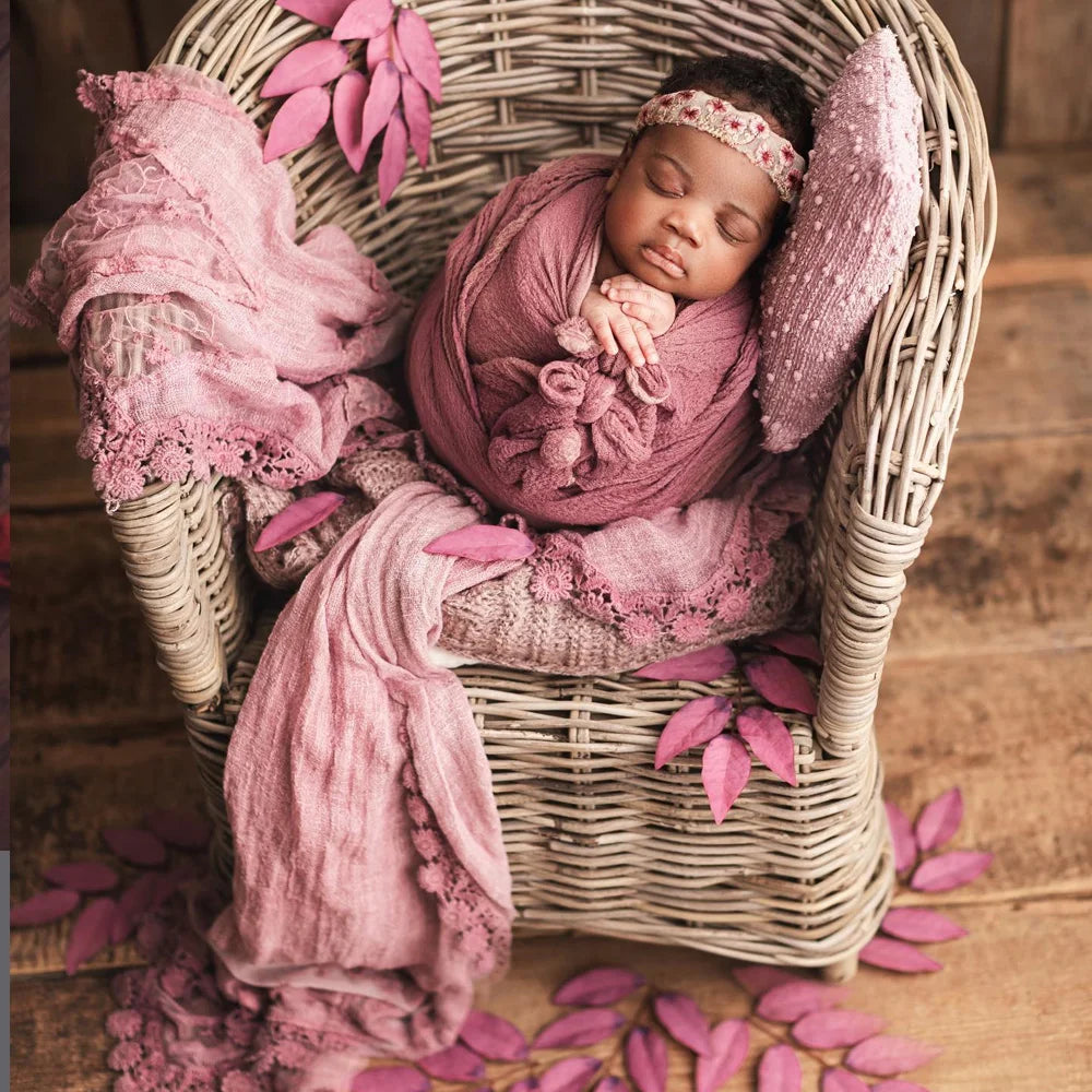 Newborn Photography Soft Cotton Lace Blanket