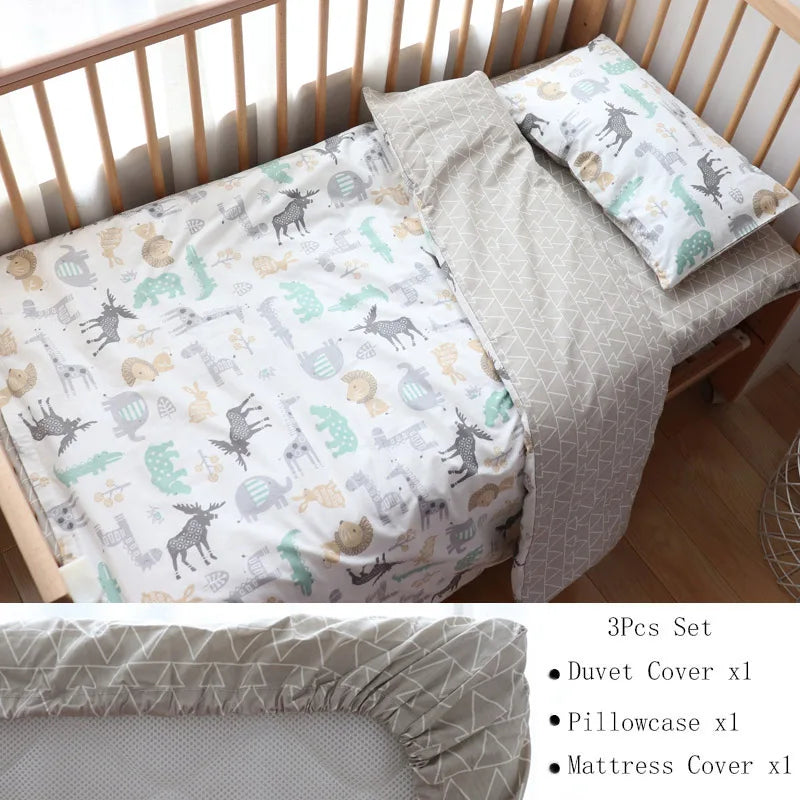 3 Pcs Cotton Cartoon Bed Linens