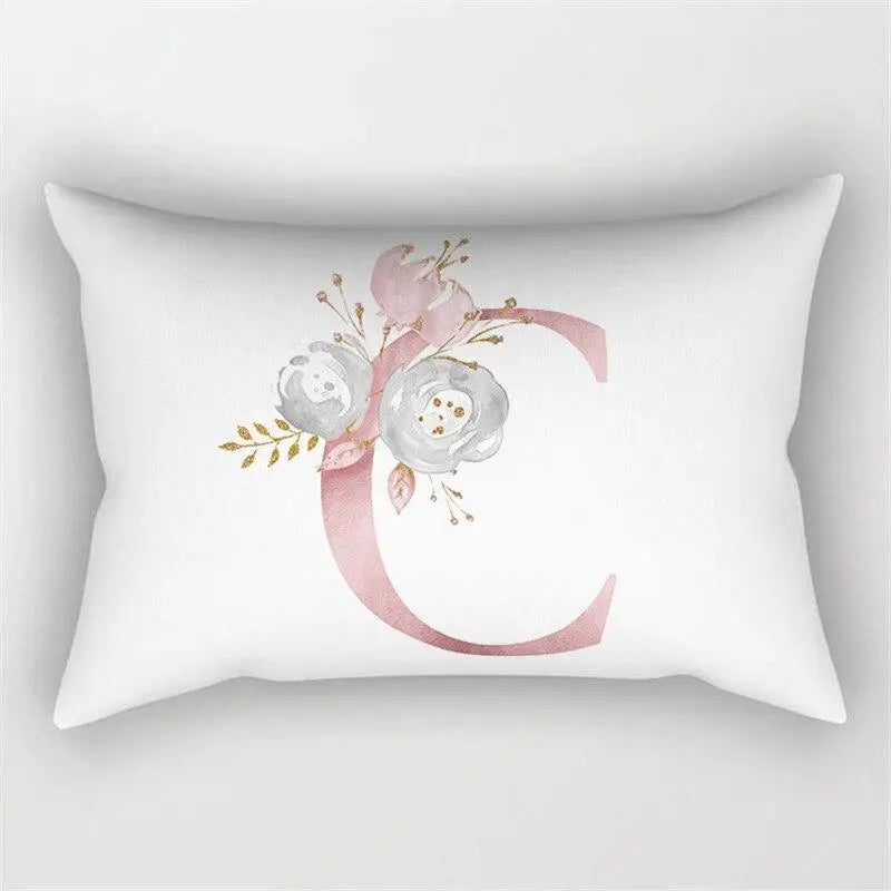 Pink Letter Initial Cushion Cover