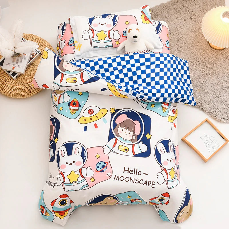 3Pcs Cartoon Cotton Crib Linen