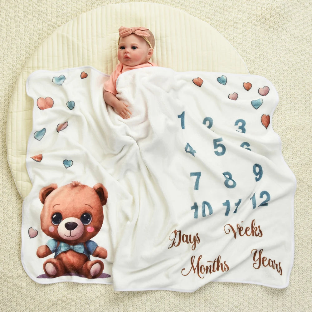 Baby milestone Flannel photography prop blanket