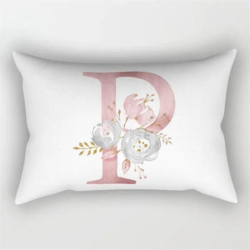 Pink Letter Initial Cushion Cover
