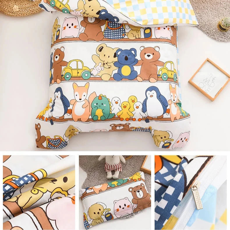 3Pcs Cartoon Cotton Crib Linen