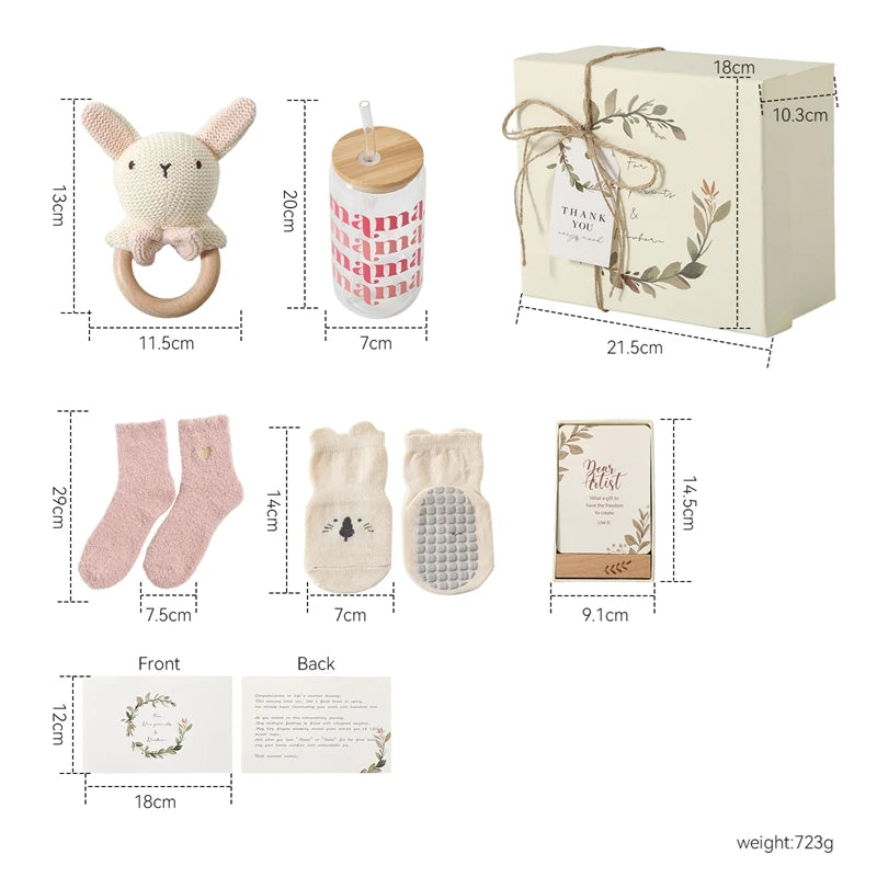 Wooden Rabbit Baby Gift Set